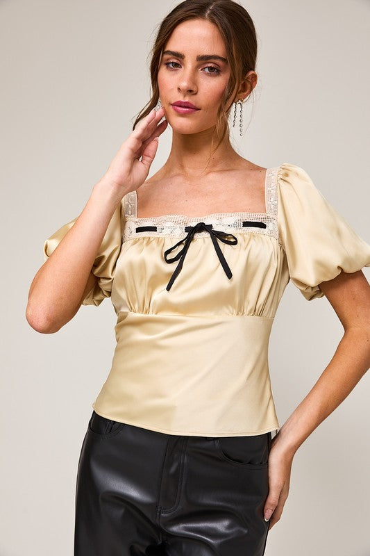 Cream Puff Sleeve Top