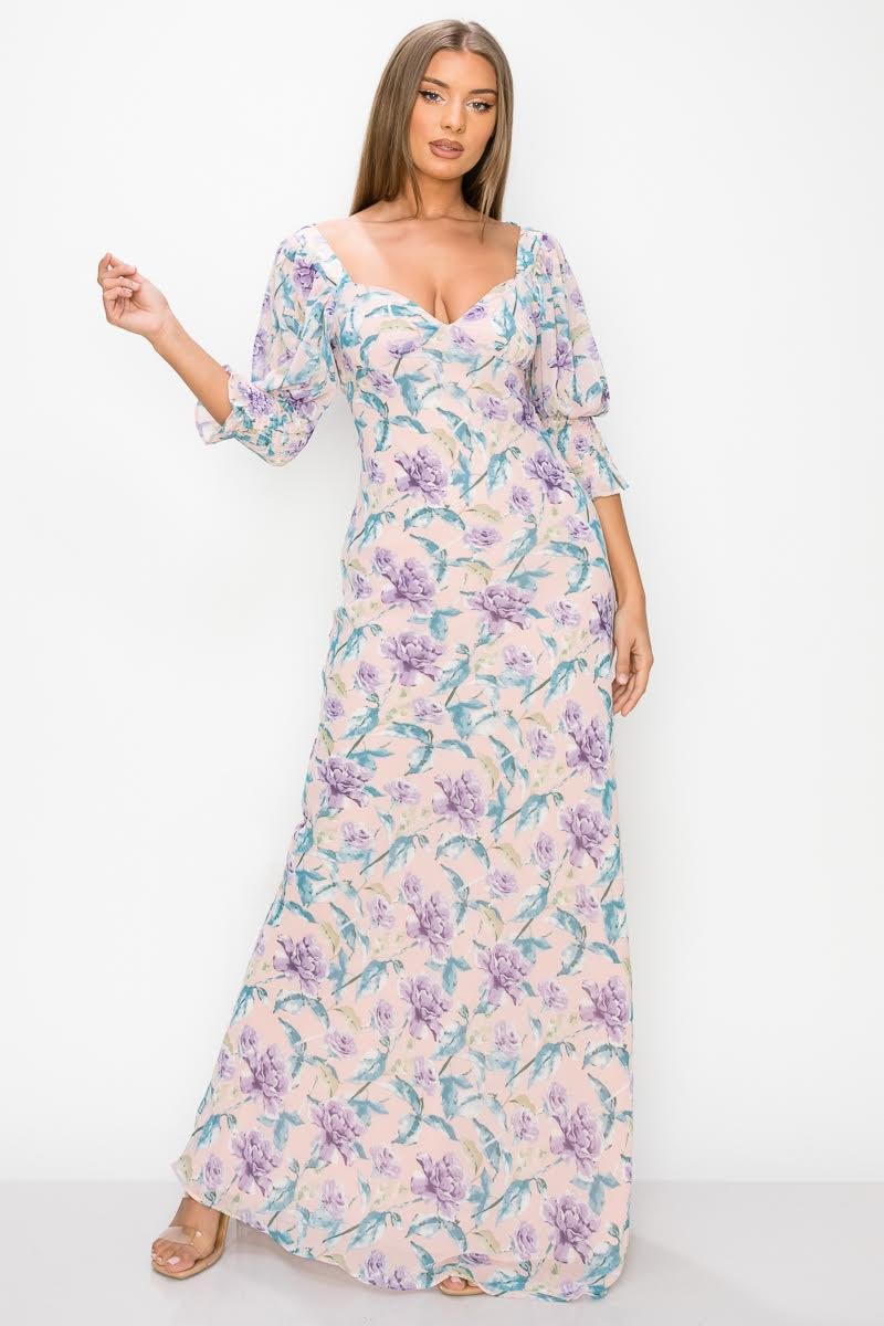 Flower Print Maxi Dress