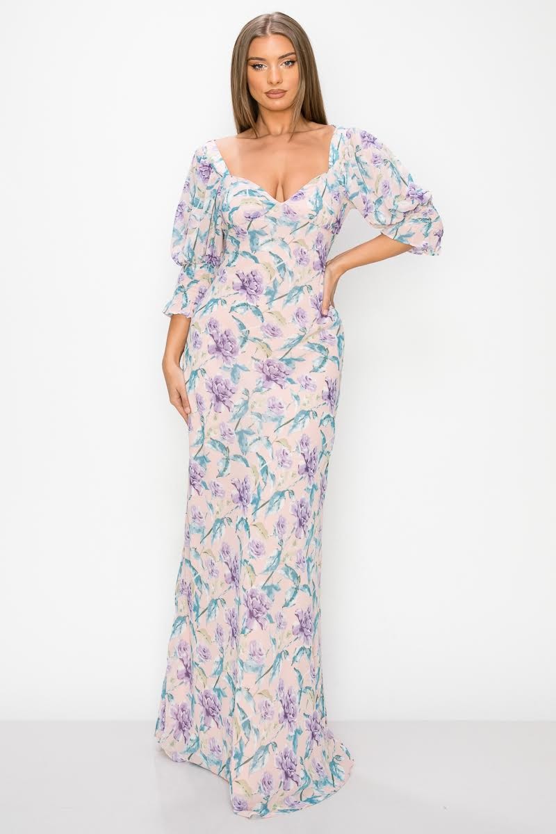 Flower Print Maxi Dress