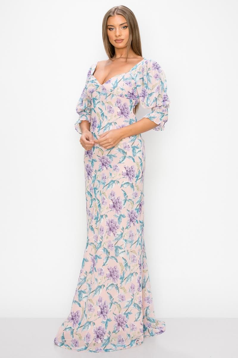 Flower Print Maxi Dress