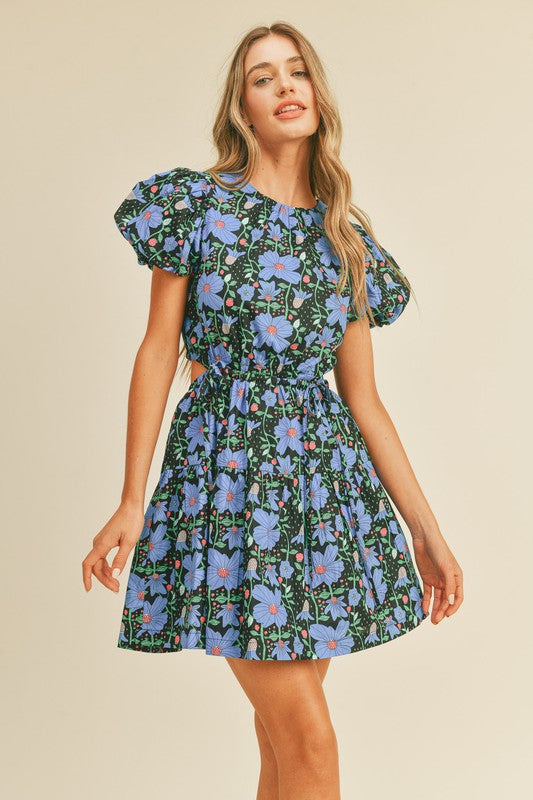 Floral Cut Out Mini Dress