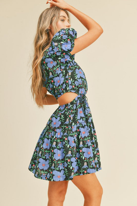 Floral Cut Out Mini Dress