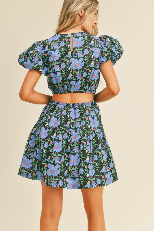 Floral Cut Out Mini Dress