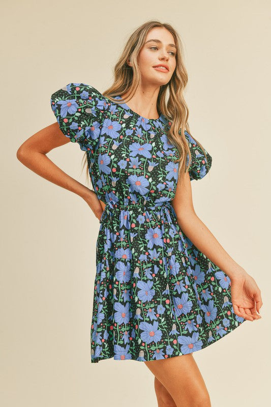 Floral Cut Out Mini Dress