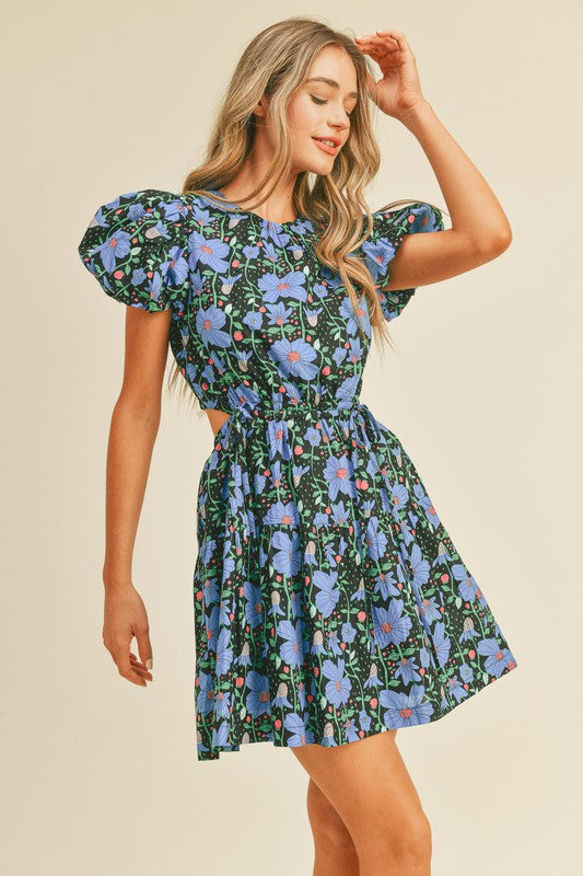 Floral Cut Out Mini Dress