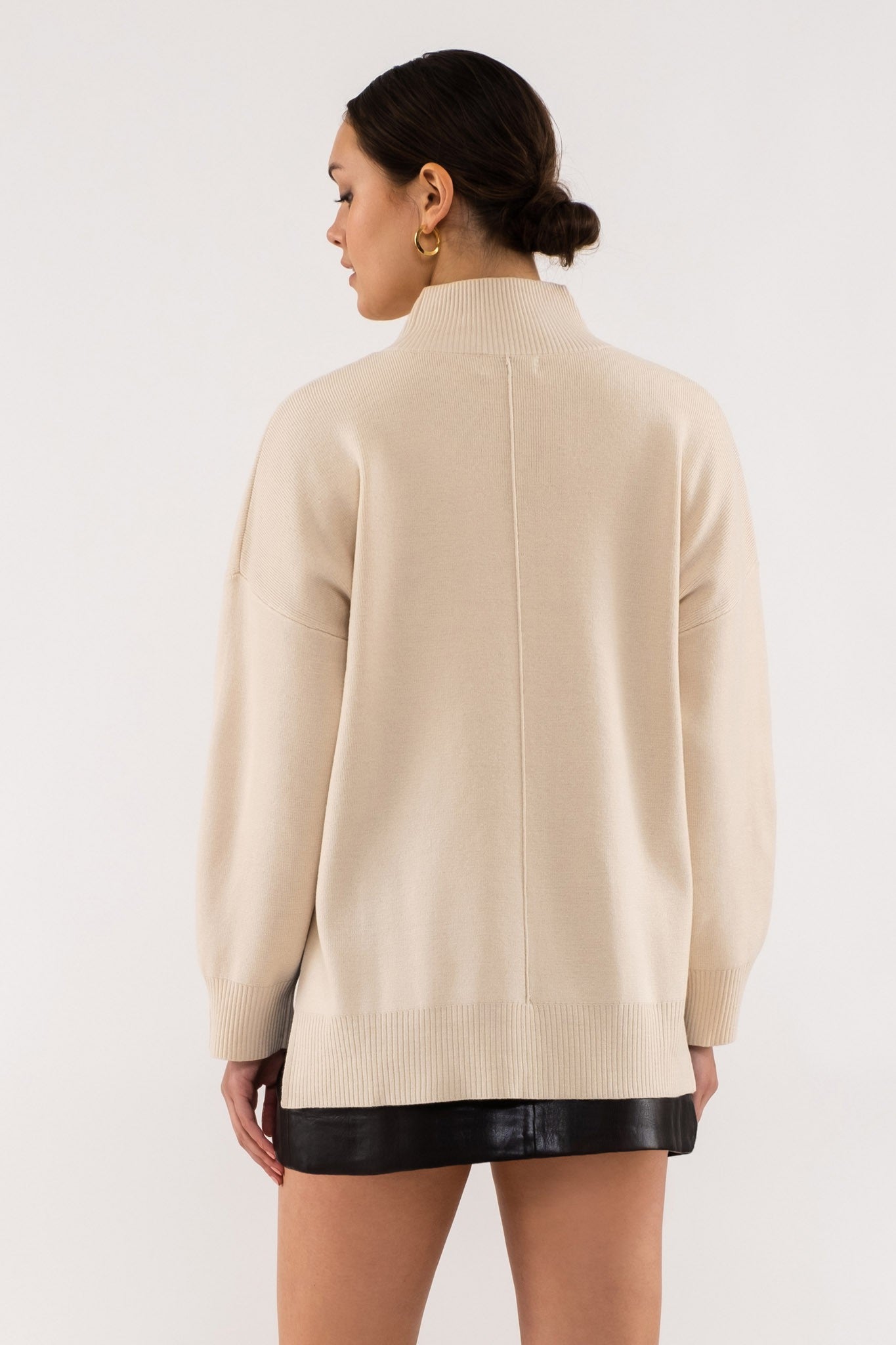 Mock Neck Seam Sweater