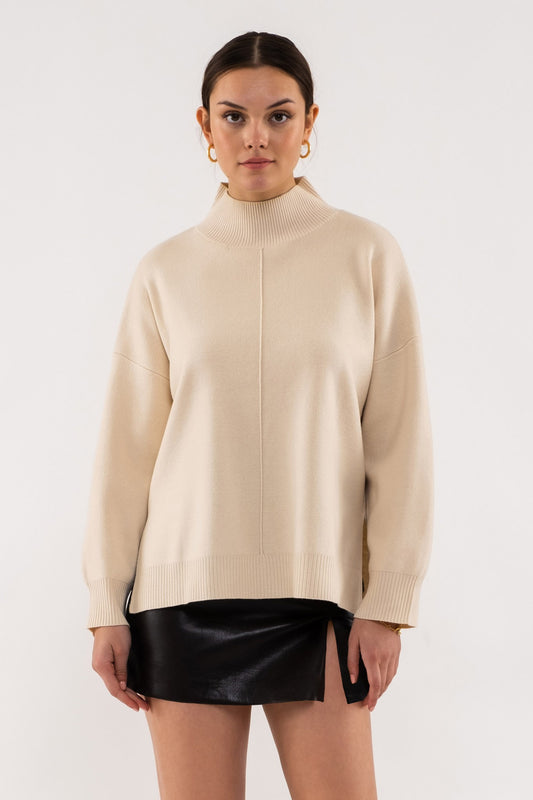 Mock Neck Seam Sweater