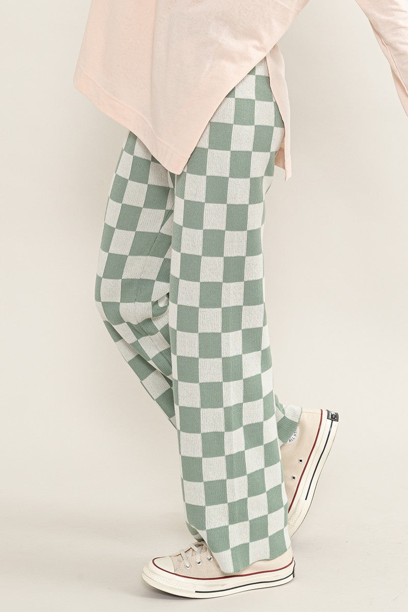 Checkered Knit Pant