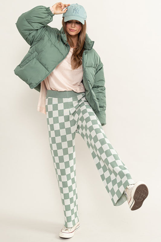 Checkered Knit Pant