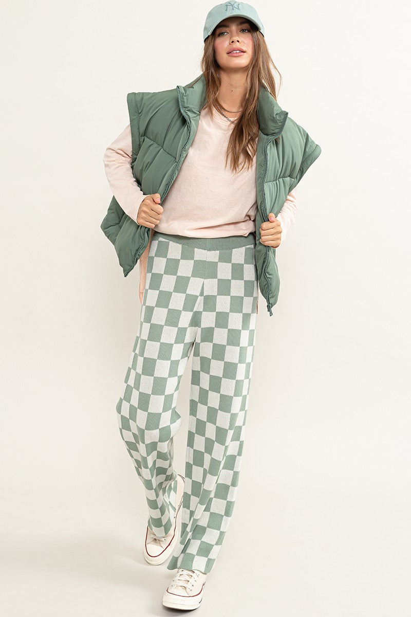 Checkered Knit Pant