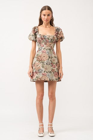 Floreana Sage Mini Dress