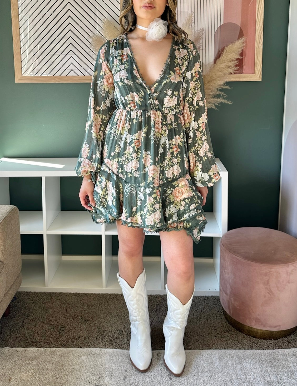 Green Floral Dress