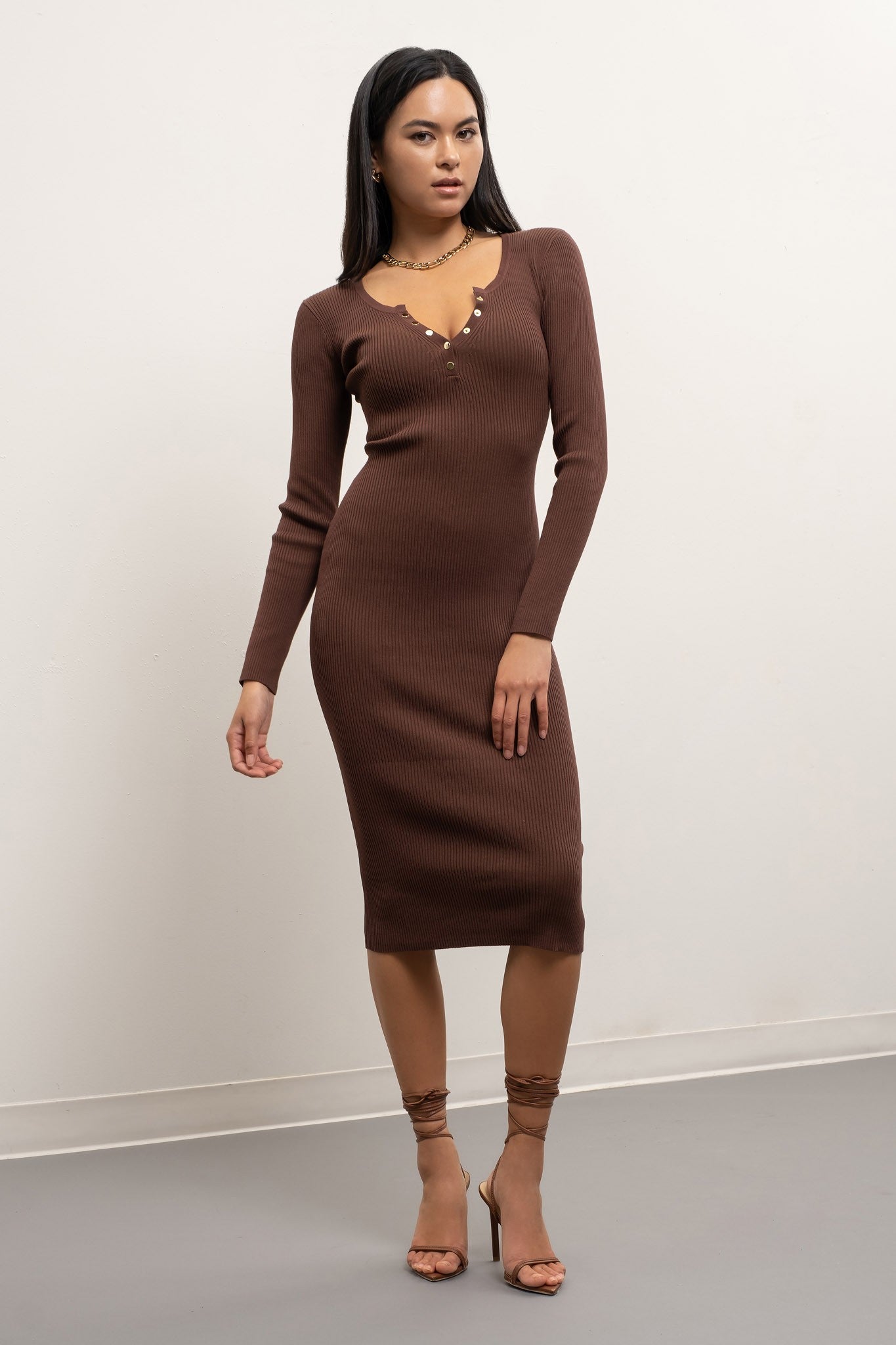 Long Sleeve Rib Knit Dress