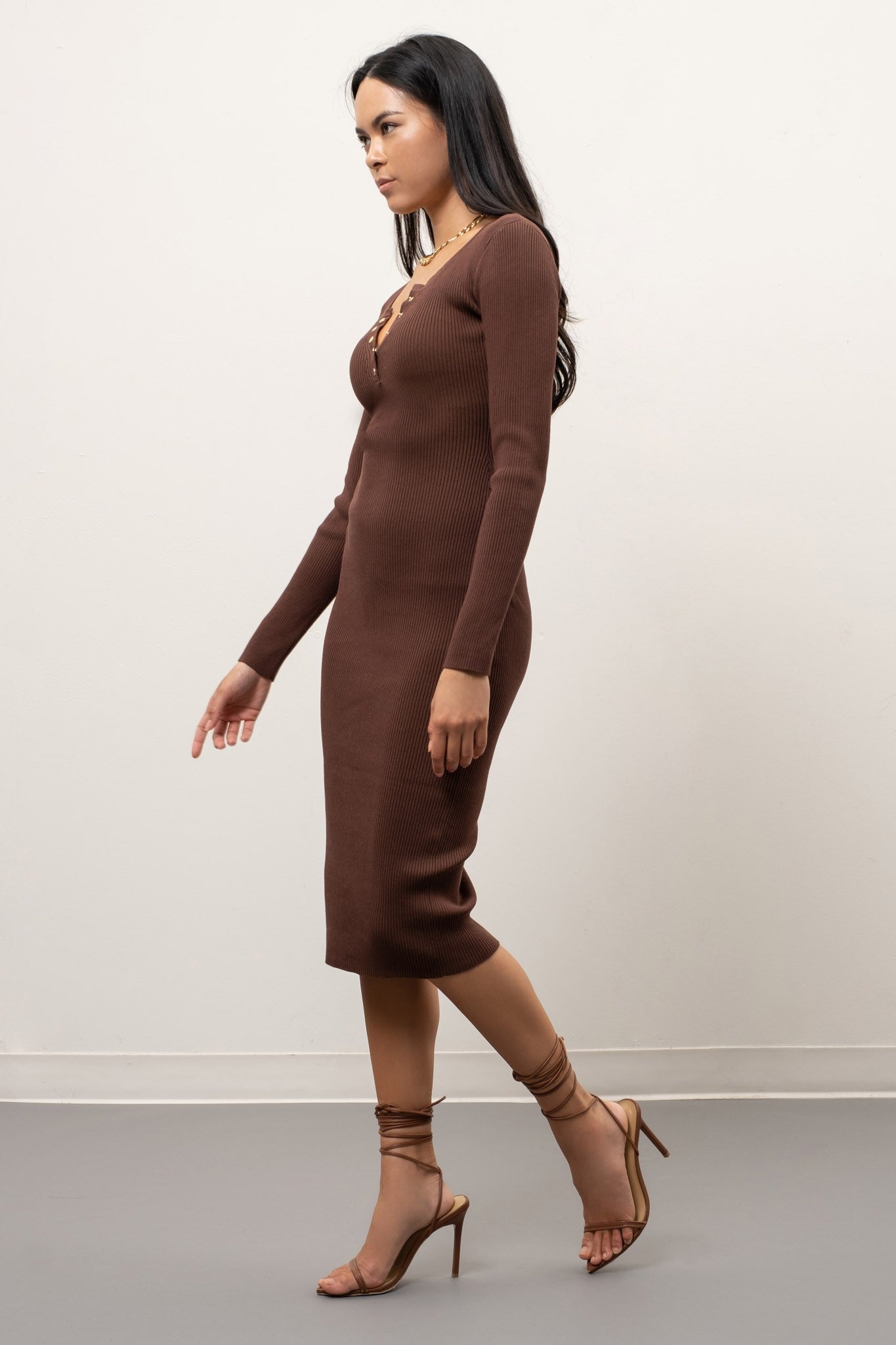 Long Sleeve Rib Knit Dress