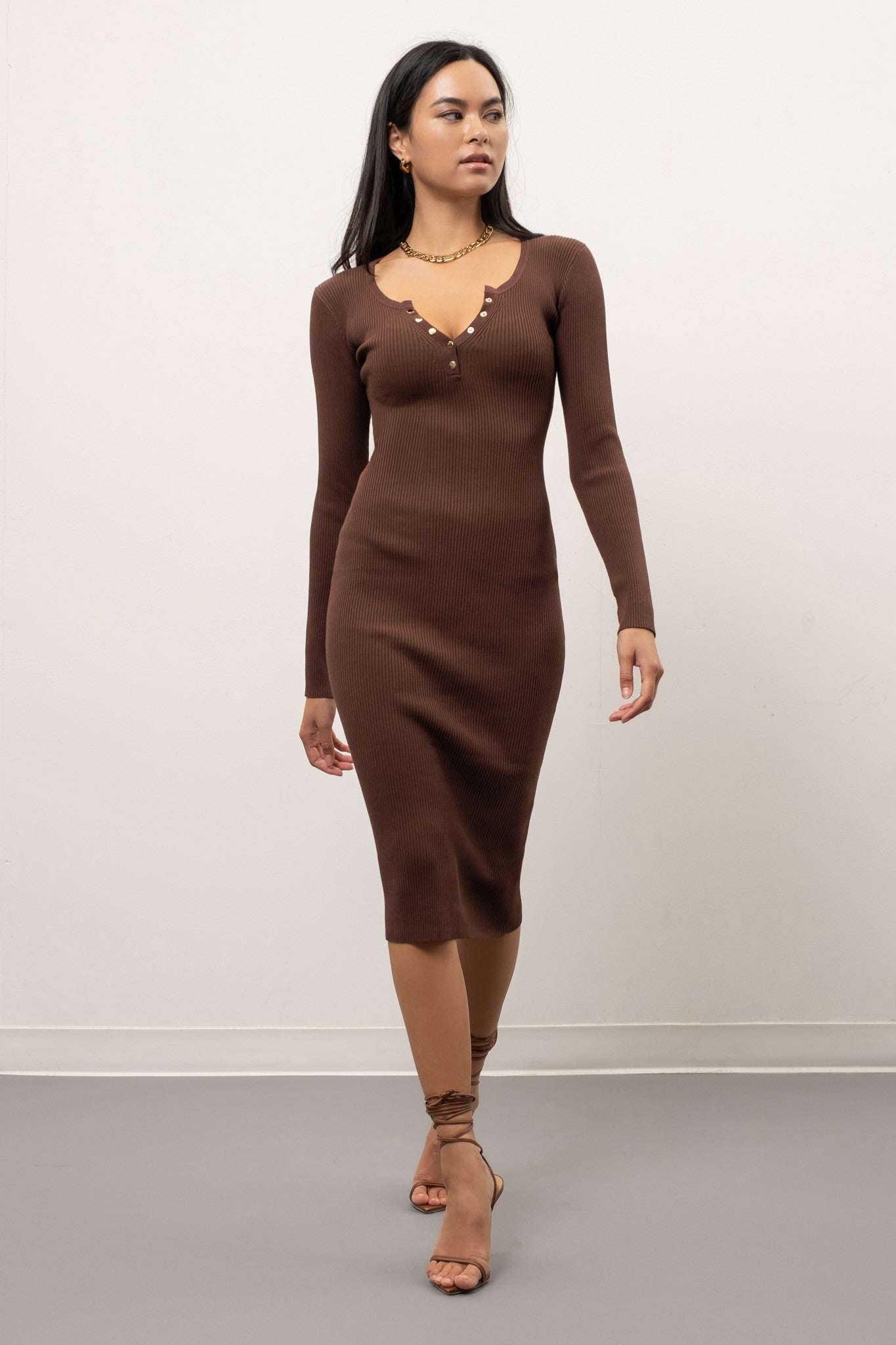 Long Sleeve Rib Knit Dress