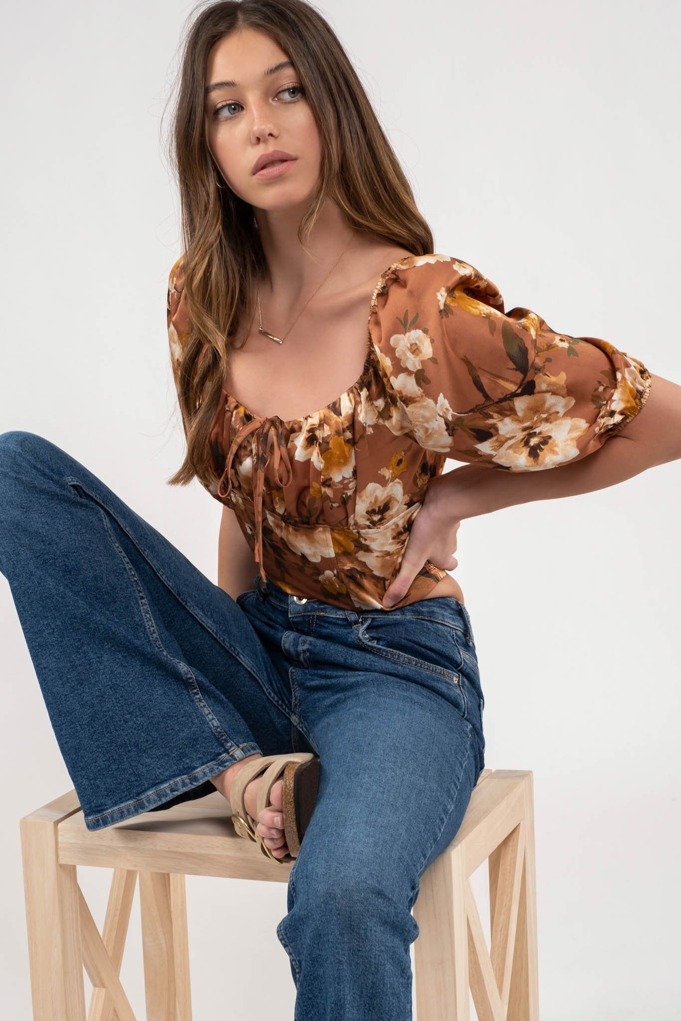 Peasant Sleeve Floral Top